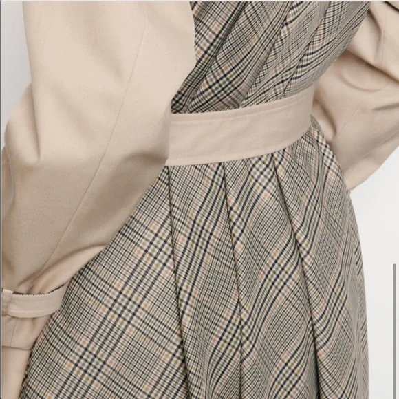 Sandro “Victory” Classic Trench Coat NWT with Plaid Back Detail Medium 40 - Picture 4 of 17